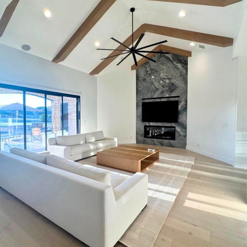 after full home remodel in Austin TX - opened floor plan living room