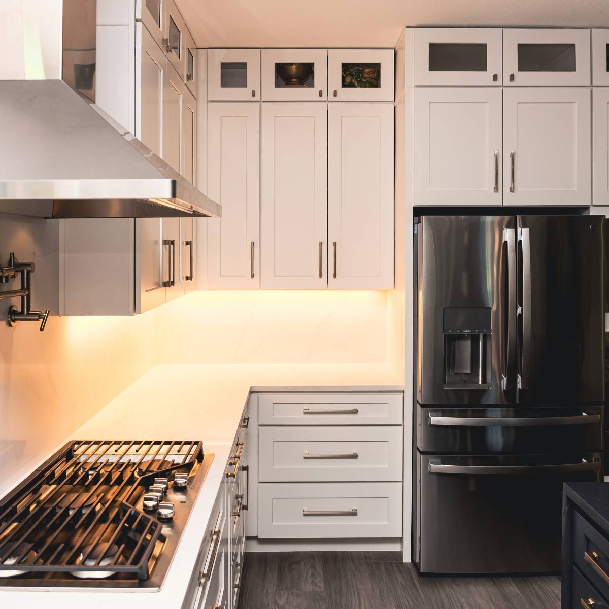 Austin kitchen after sleek white cabinets