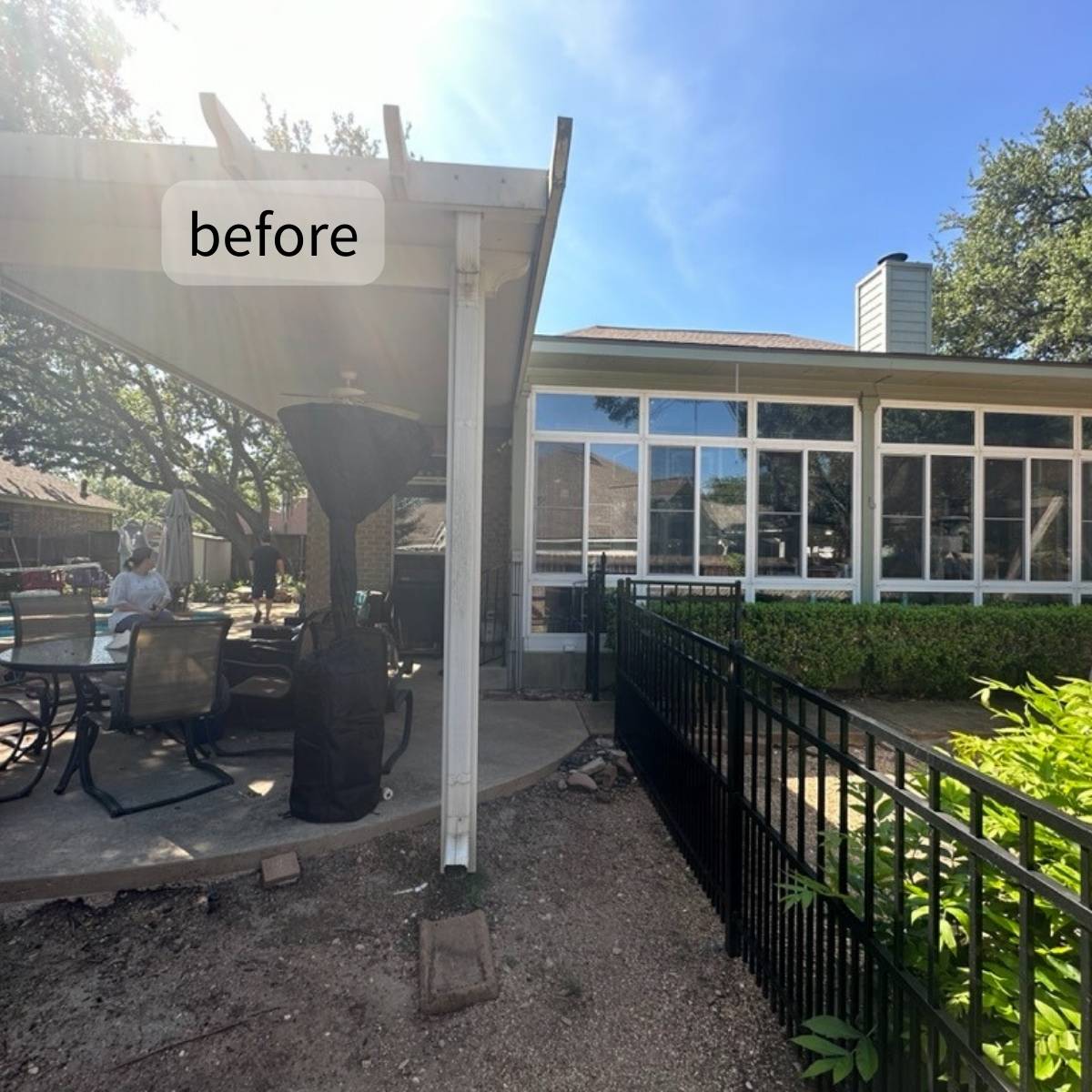 Before: dark, unused corner of Austin backyard prior to custom outdoor kitchen build
