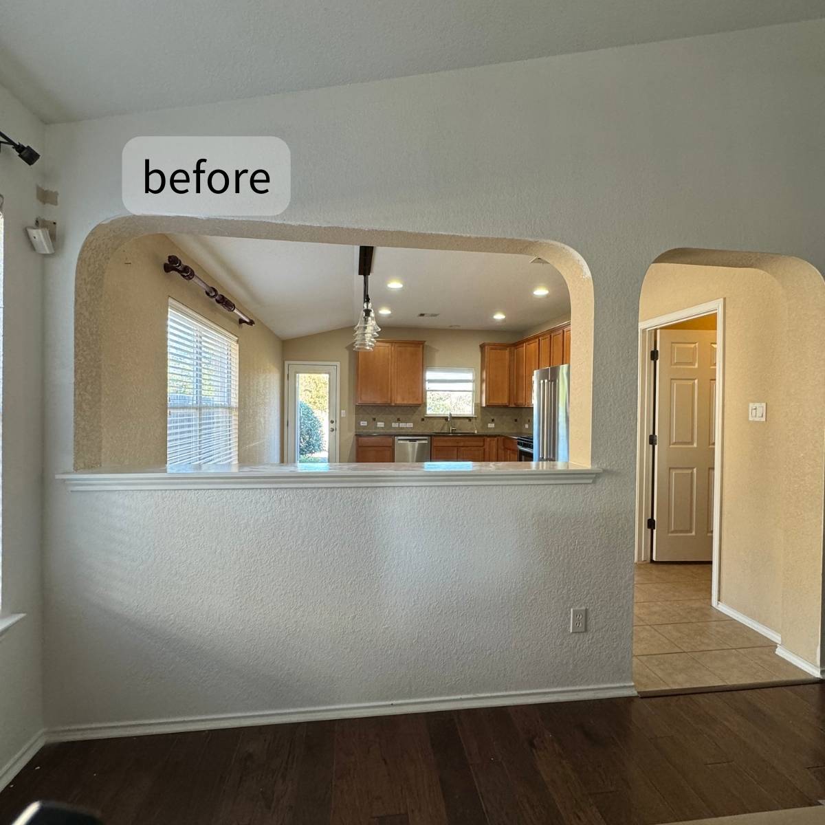 Before: Austin TX kitchen needing remodel & wall removed for open layout