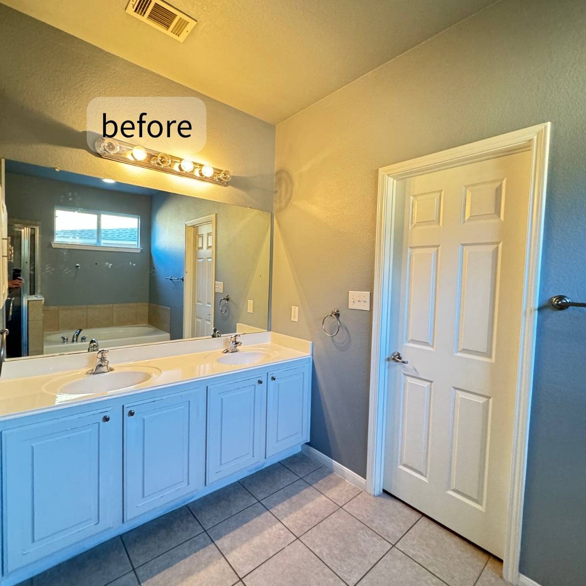 Old vanity before bathroom remodel in Austin house