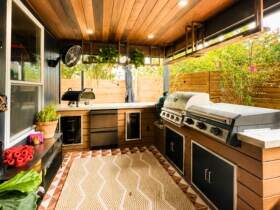 Austin outdoor kitchen remodel with custom cabinetry, countertops and entertaining space