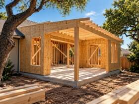Austin custom home addition with backyard living space