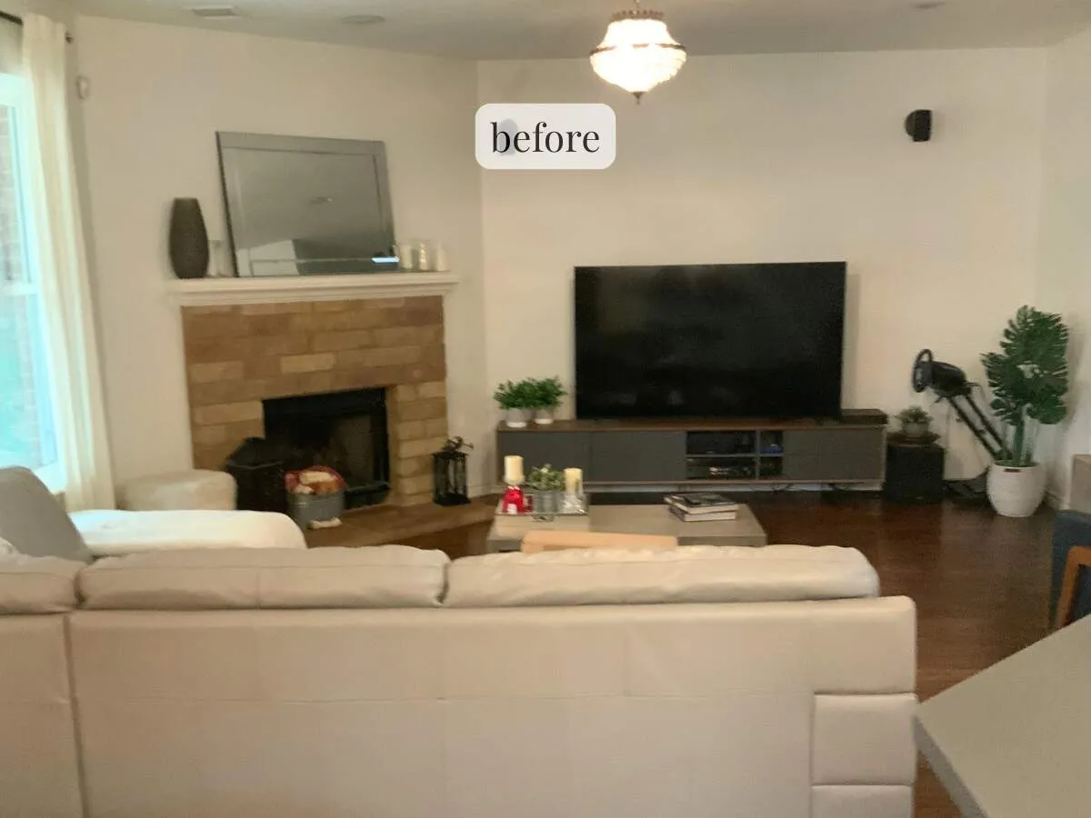 Austin fireplace and floor before remodel