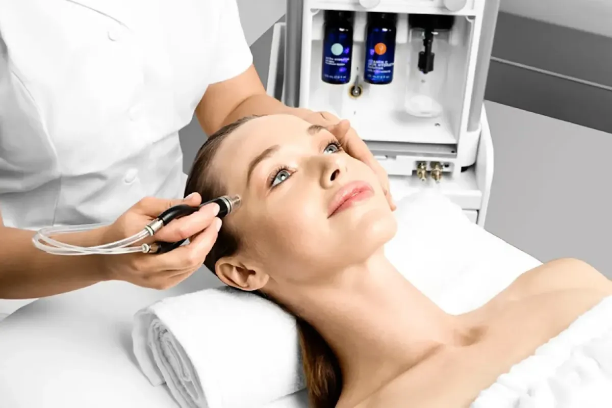 woman putting makeup in front of mirror