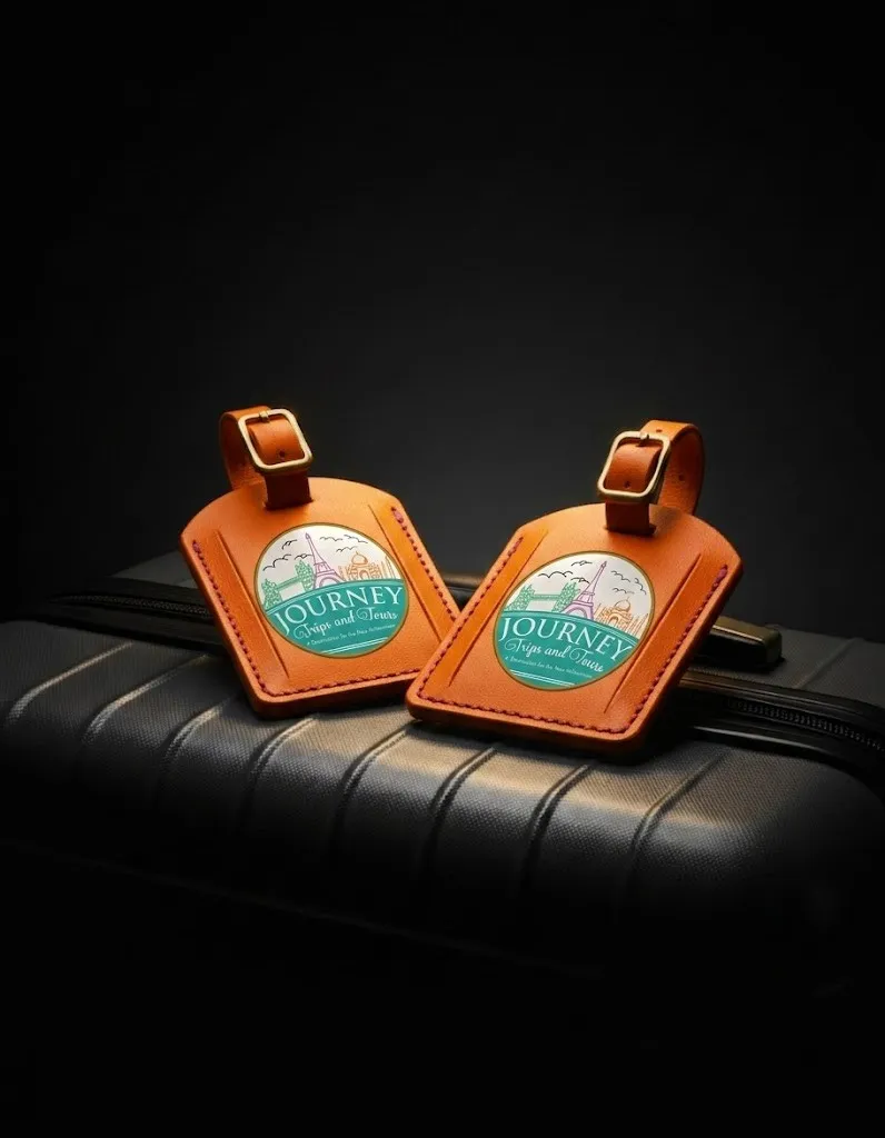Matching luggage tags on suitcases
