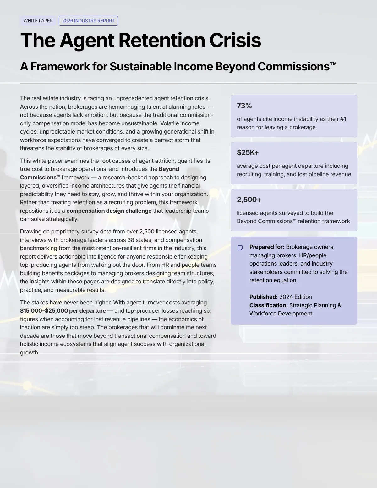 Whitepaper on income beyond commissions for real estate agents outlining strategies for multiple income streams and long-term income stability