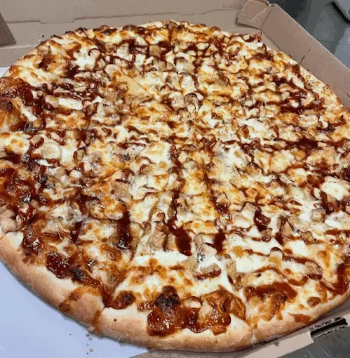 New York style pizza at Bert's Pizzeria West Hartford CT — crispy crust generous toppings