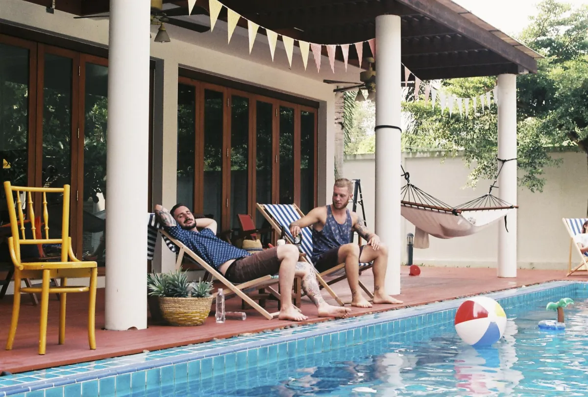 outdoor area with pool
