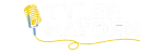Logo Tyler Hayden with retro microphone blue and yellow