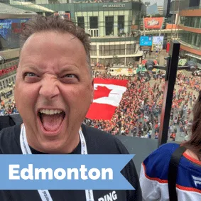 Motivational Speaker Tyler Hayden in Edmonton Alberta Canada at Stanley Cup in ICE District by the JW Marriott