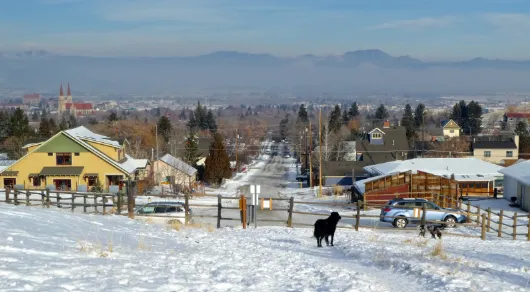 Elevated composite deck with scenic railing in South Hills Helena MT