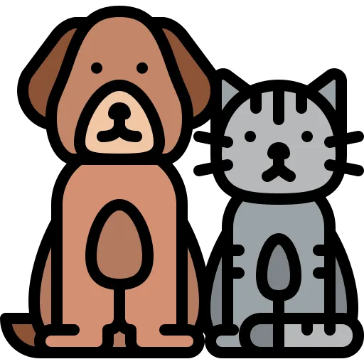 cat and dog icon to represent caret cleaning to make dogs and cats happy
