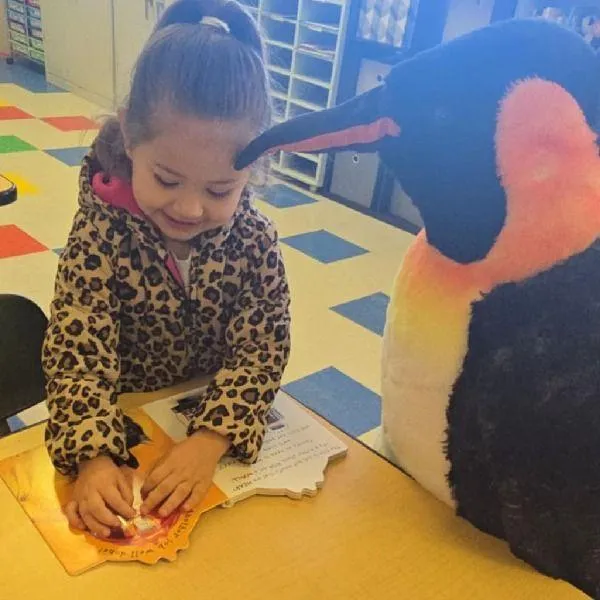 Boy picks paper out of different colored liquids