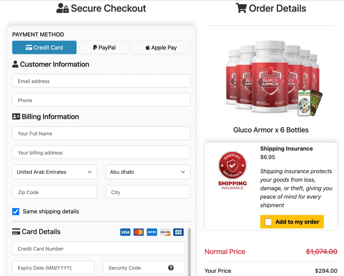 Gluco Armor order
