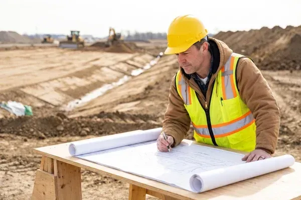 Site grading plan drawing for a residential construction project