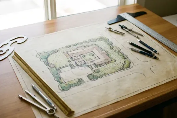Site plan drawing prepared for a building permit application