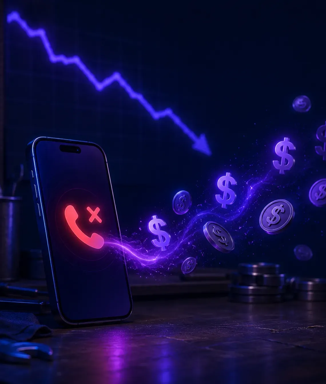 Small business owner missing a call that goes to voicemail and a lost customer