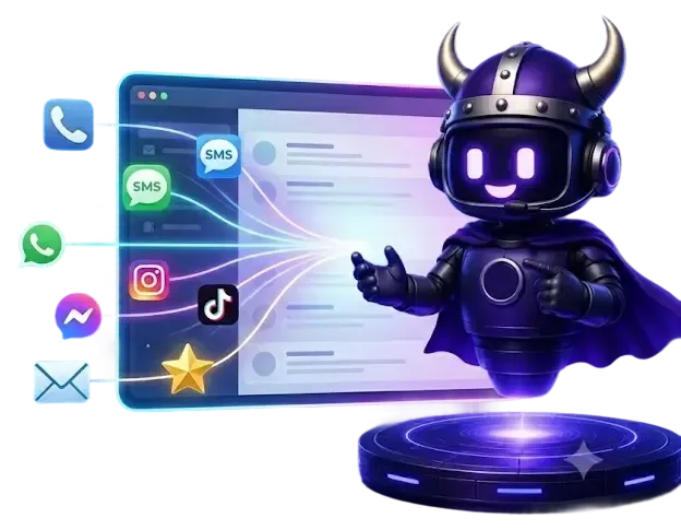 All in one inbox by Viking Marketing showing calls, texts, email, and social messages in one place