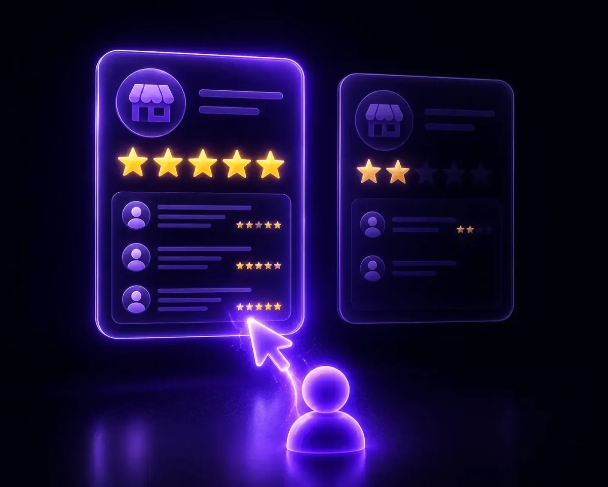 Customer reviews building trust and local SEO for a service business