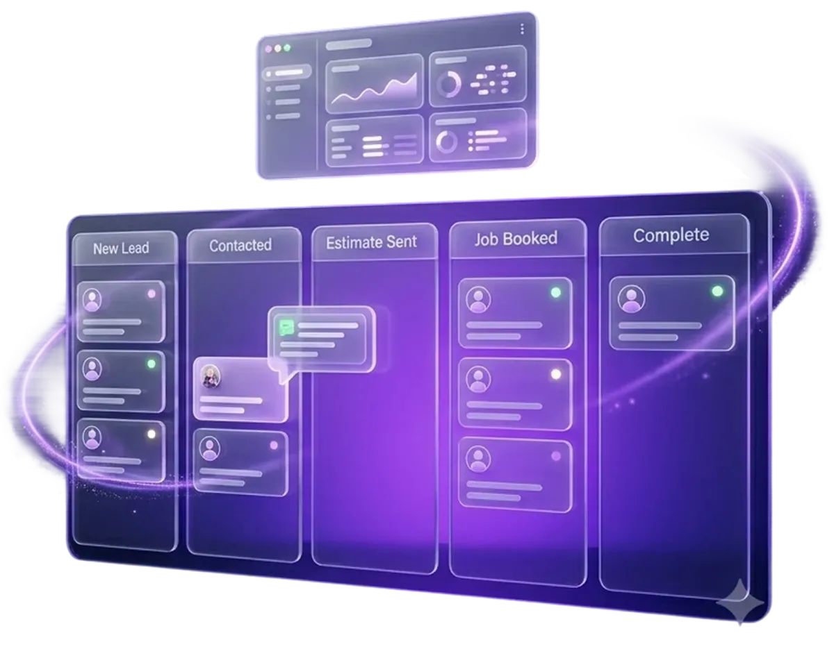 Lead management software for small business by Viking Marketing showing a full sales pipeline