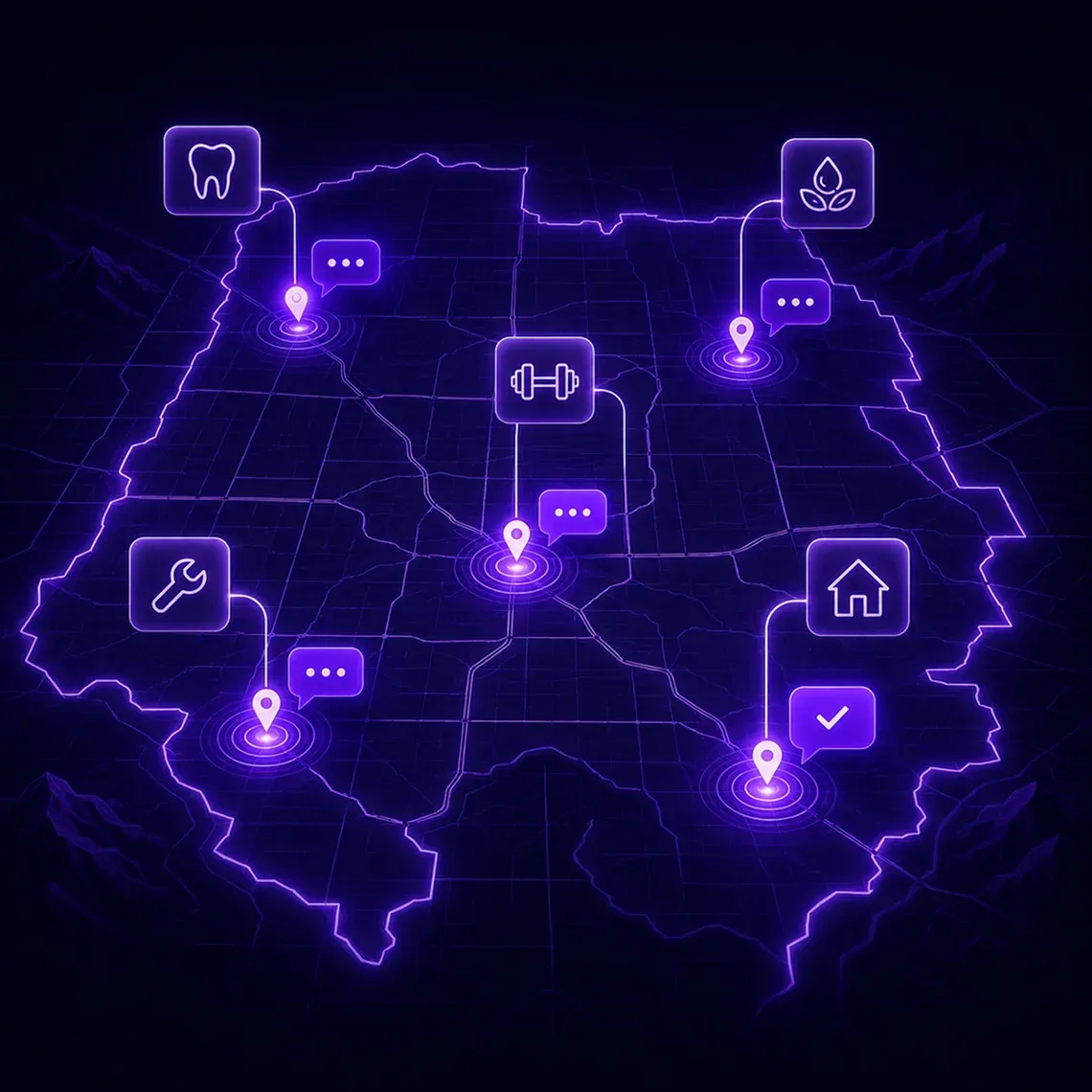 Map of Phoenix metro showing AI appointment setter responding to leads across five industries