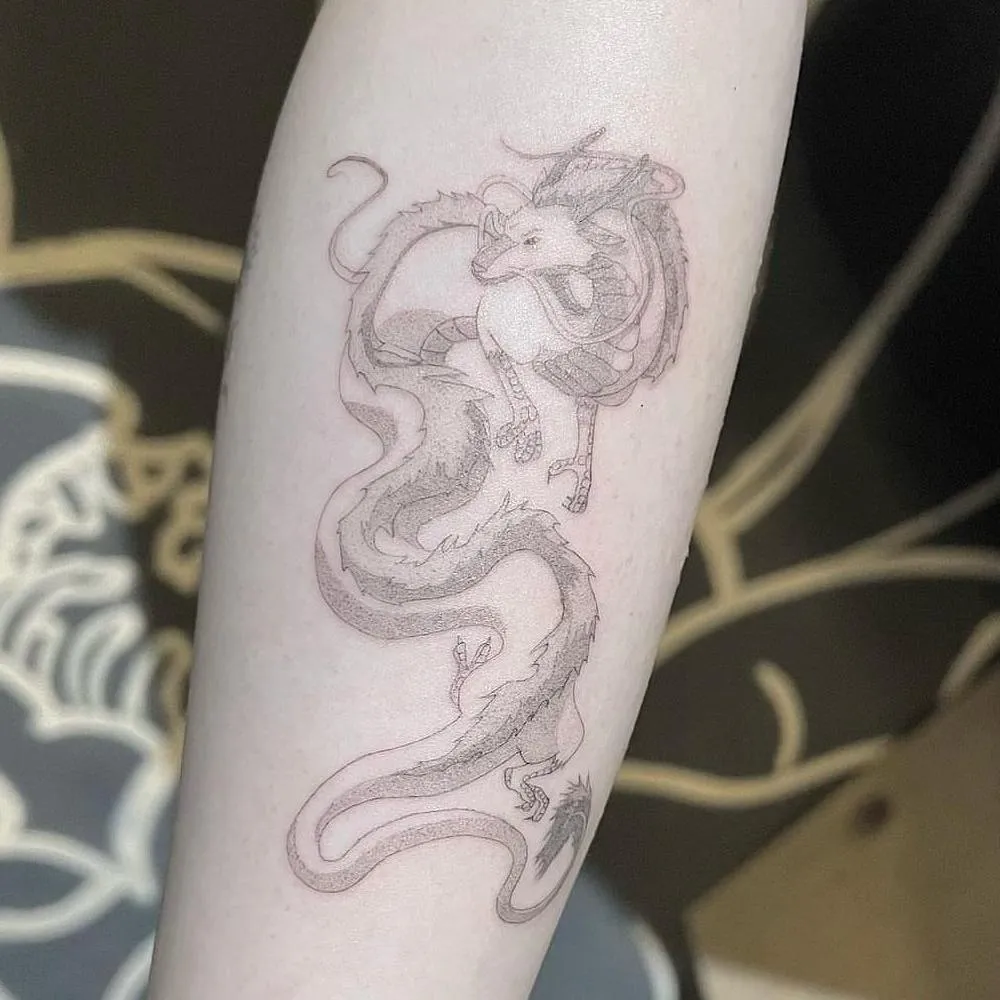 Cowboy girl dancing tattoo fine line