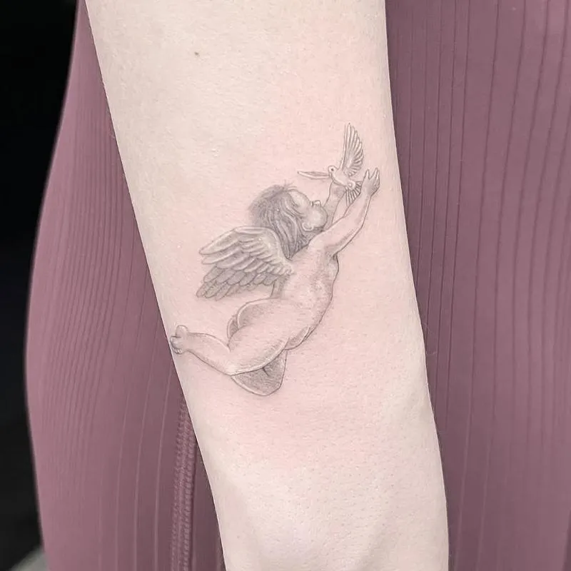 Detailed Horse with a flower tattoo fine line