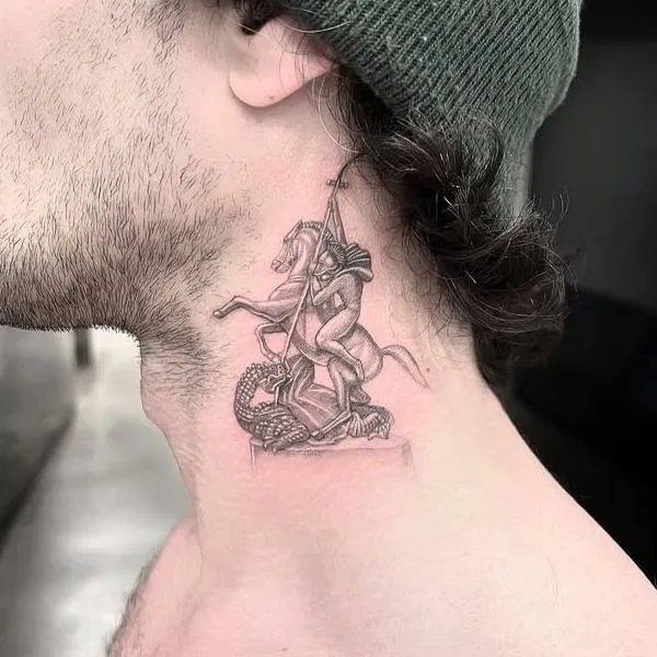 Cowboy girl dancing tattoo fine line
