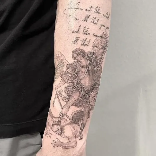 Cowboy puppy tattoo fine line Micro realism