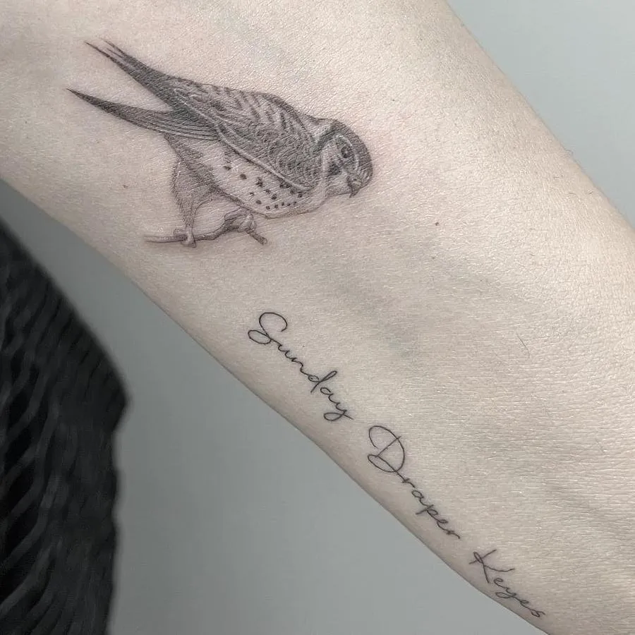 Cowboy girl dancing tattoo fine line