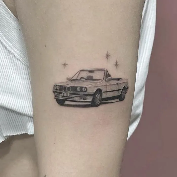 Cowboy girl dancing tattoo fine line