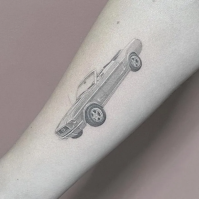 Cowboy puppy tattoo fine line Micro realism