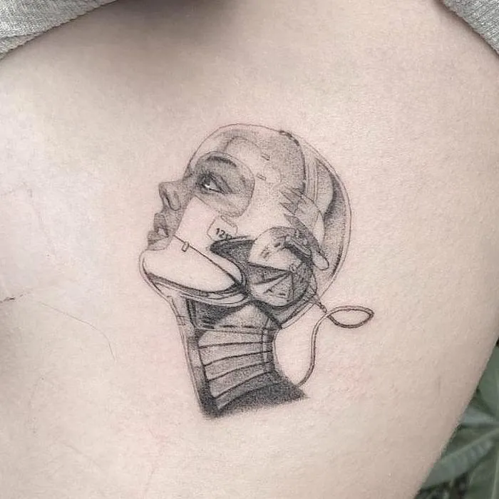 Cowboy puppy tattoo fine line Micro realism