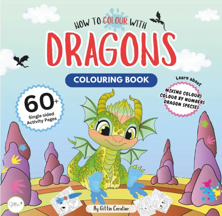 Gittin Creative - Now to colour with Dragons Activity book