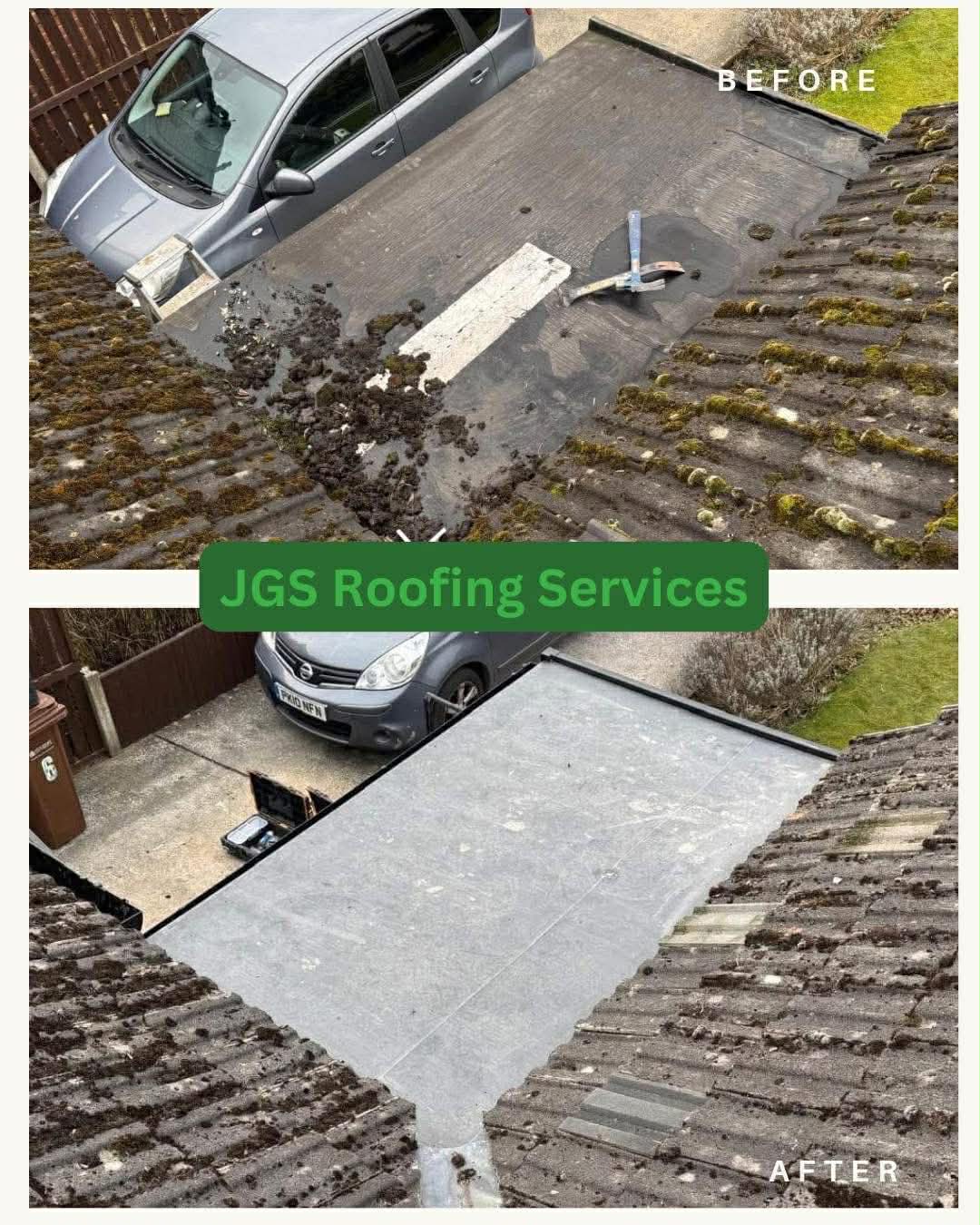 Flat roof repair in Bolton before after