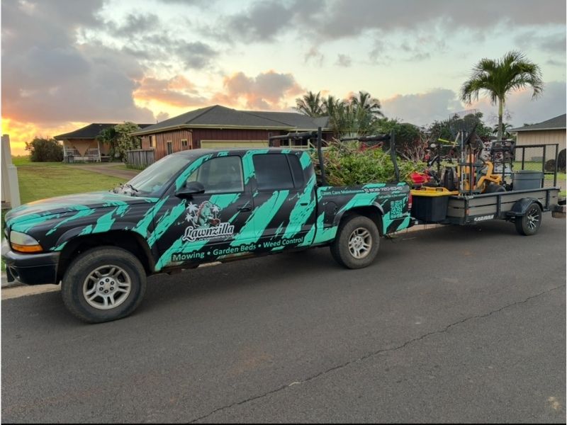 Lawnzilla Landscaping LLC work truck in Lihue, HI