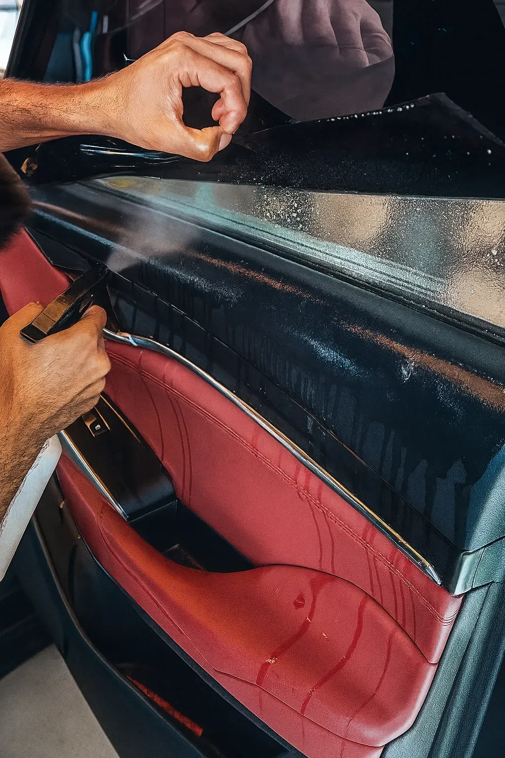 Car window tinting process