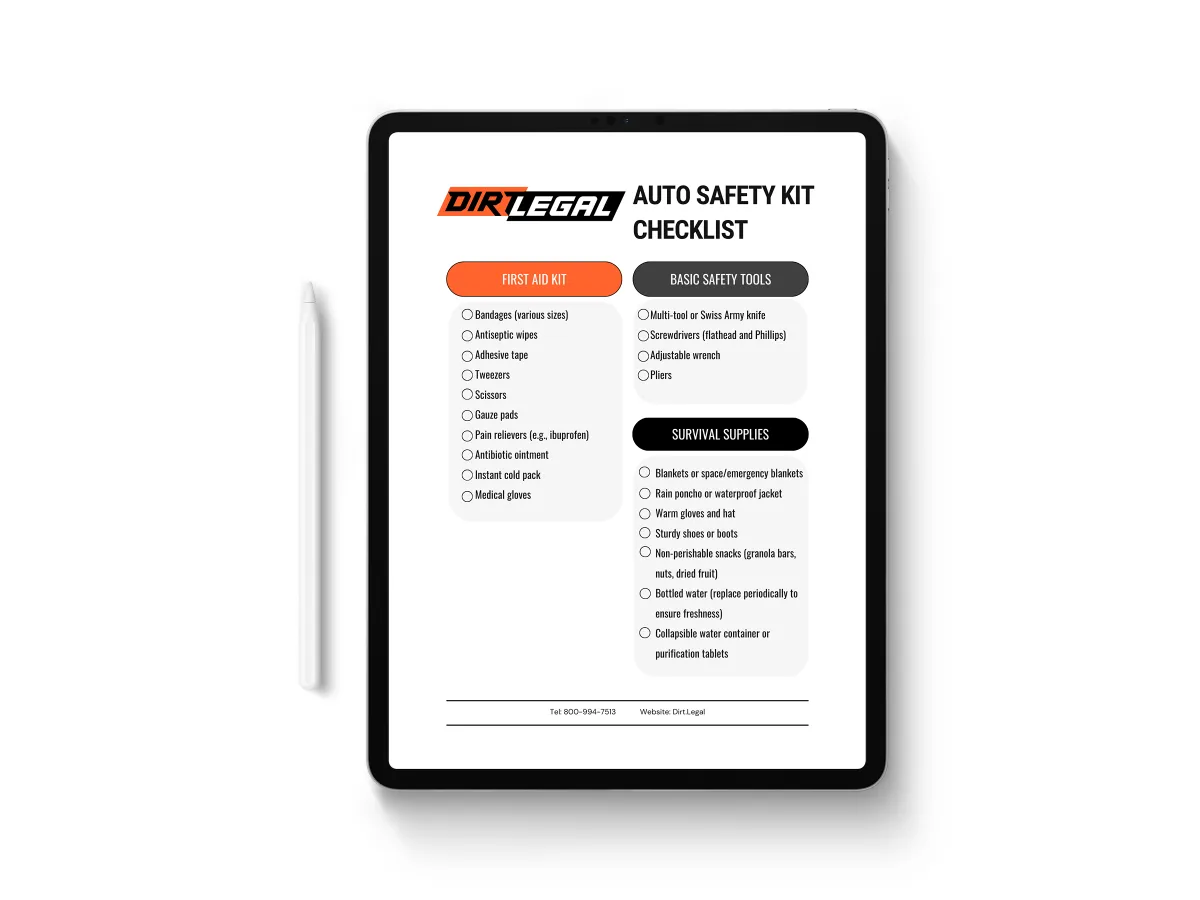 Dirt Legal Auto Safety Kit Checklist