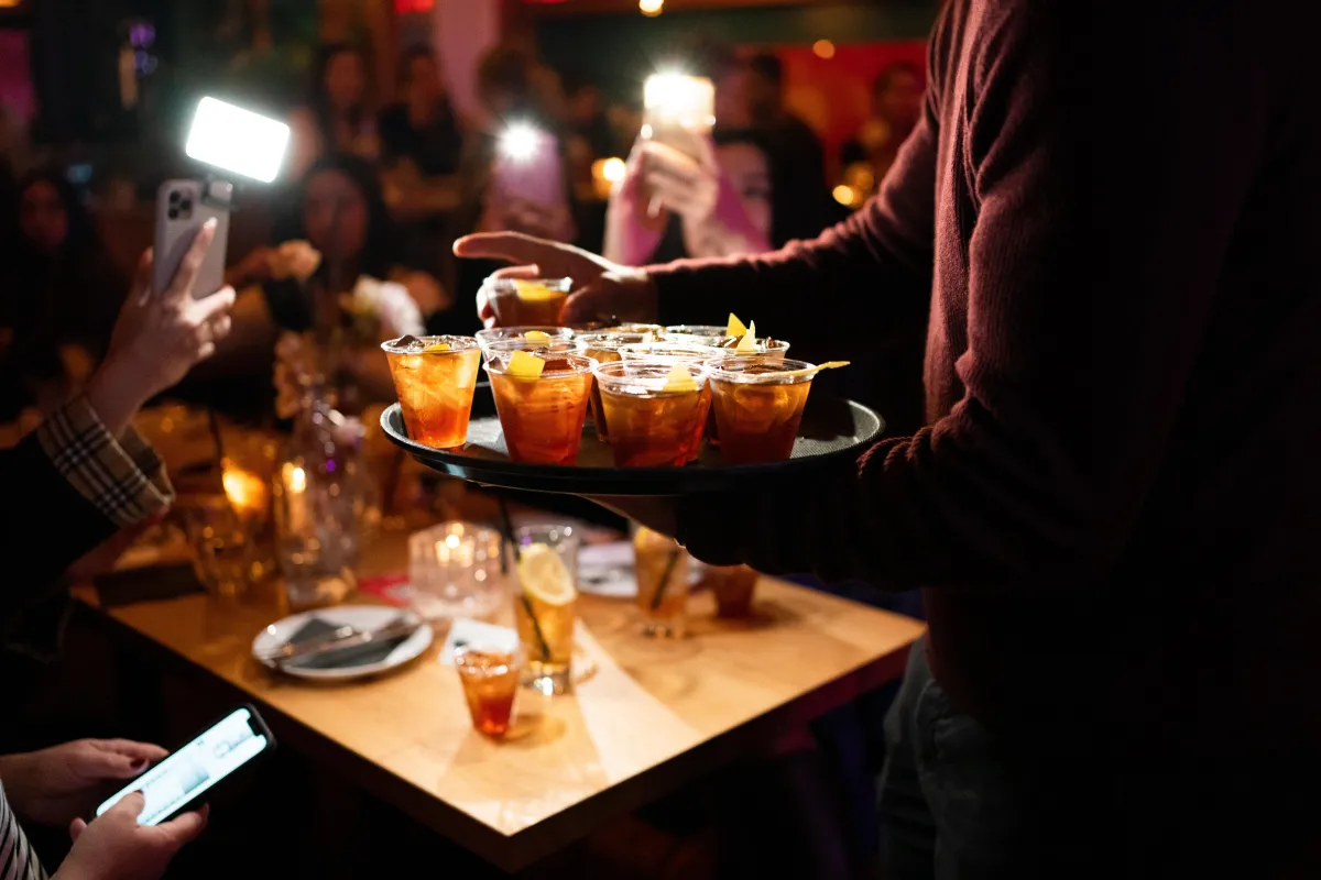 An image of a tray of cocktails taken at St Remy cocktail week in Vancouver by events photographer, Ollie Kirwan.