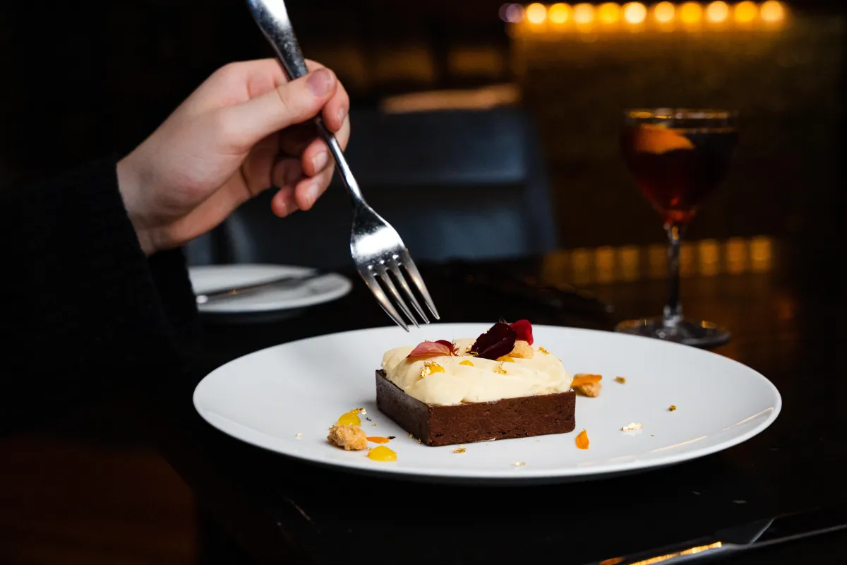 A product photography image of a dessert in the restaurant of The Vancouver Club.