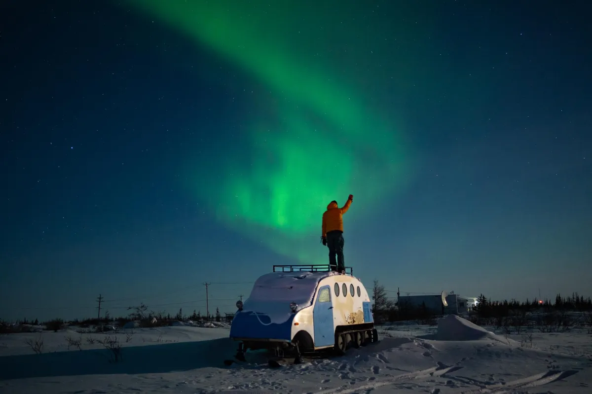 The Northern lights dance across the sky in Churchill Manitoba. 