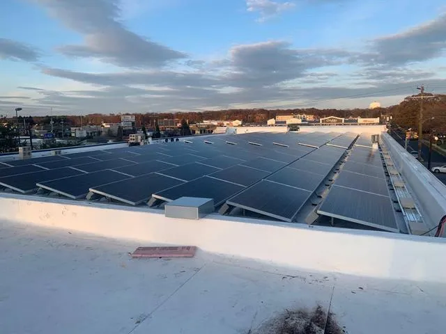 Commercial solar panels on roof