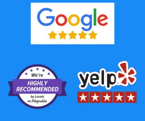 5 Star ratings on Google and Yelp