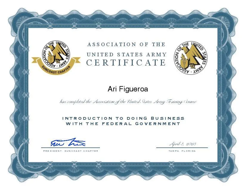 Association Of The Unted States Army Certificate