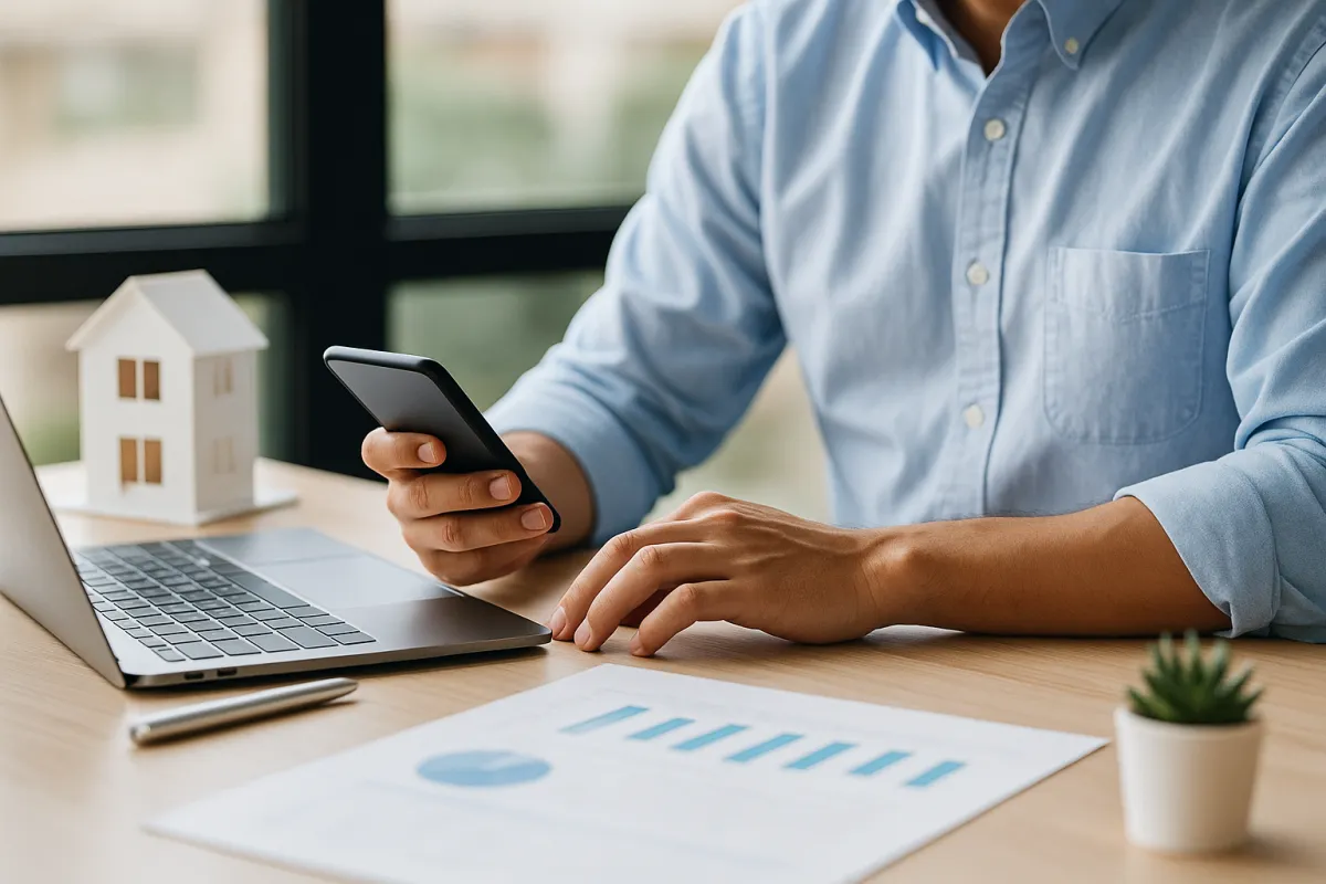 Man creating offer from his smartphone
