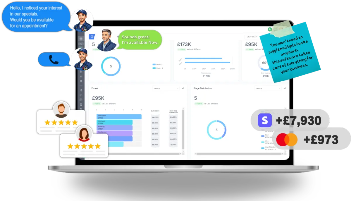 AI CRM dashboard with automated lead management and customer conversations