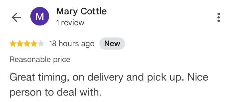 5-star Google review - Mary Cottle