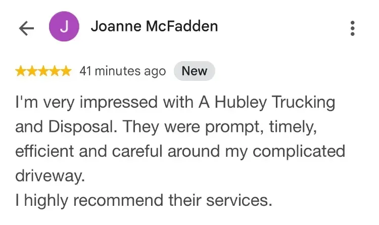 5-star Google review about firewood - Joanne McFadden - Bridgewater NS