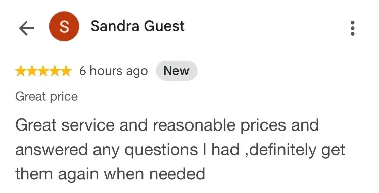 5-star Google review about dumpster rentals - Sandra Guest - New Germany NS
